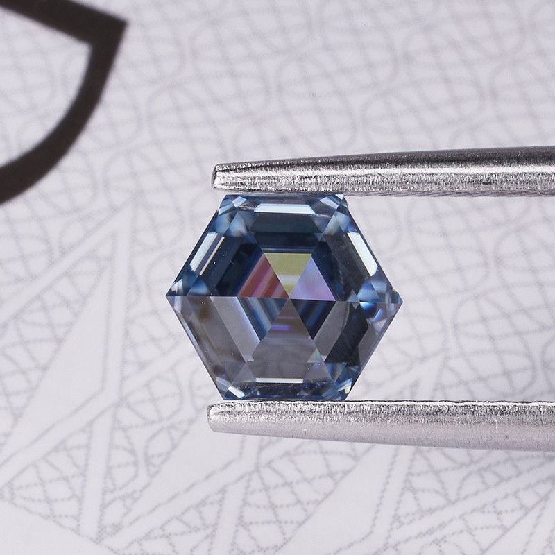 Natural 0.4-5ct Multicolor Hexagon Cut Moissanite Stone VVS1 GRA for Jewelry