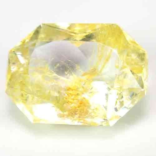 STUPEFYING BRAZILIAN SILVER WHITE WITH GOLDEN RUTILE TOPAZ GEM 4.0CT – FANCY CUT