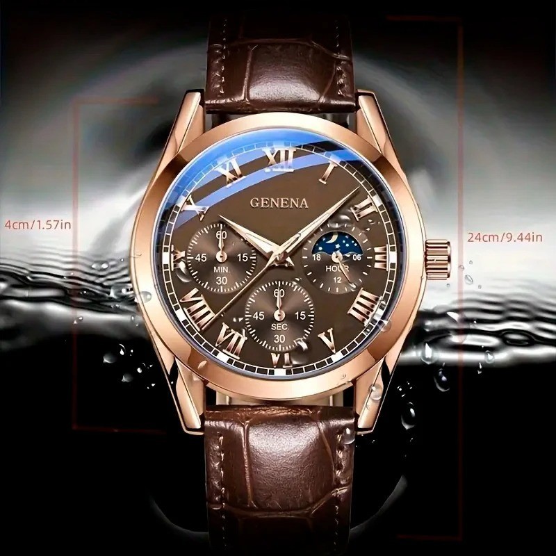 Luxury Men’s Business Quartz Watch Brown Leather Casual Wristwatch Best & Good