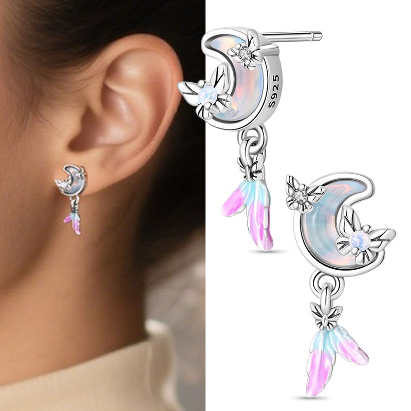 KUNSIR 925 Sterling Silver Dainty Moon Stud Earrings For Women Jewelry Gifts USA