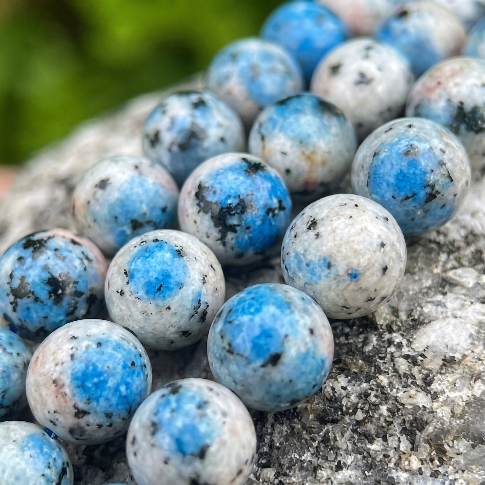 Natural K2 Jasper Bracelet 8mm Round Beads Elastic Stretch Throat Chakra Calming