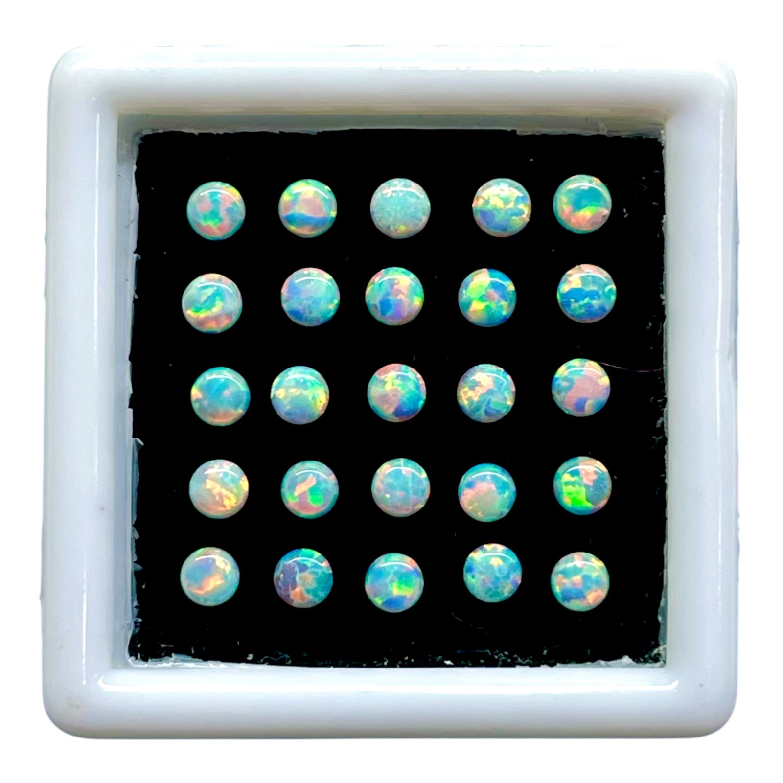 25 Pcs Australian Opal 2.5mm Round Cabochon AAA Quality Lab Created Gemstones