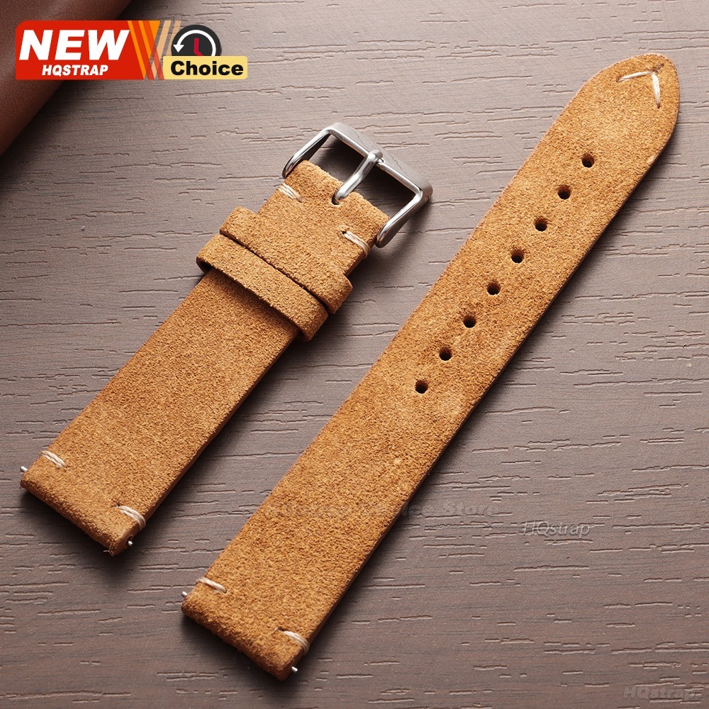 18 19 20 21 22 MM Soft Suede Leather Vintage Strap Watch Band Quick Release