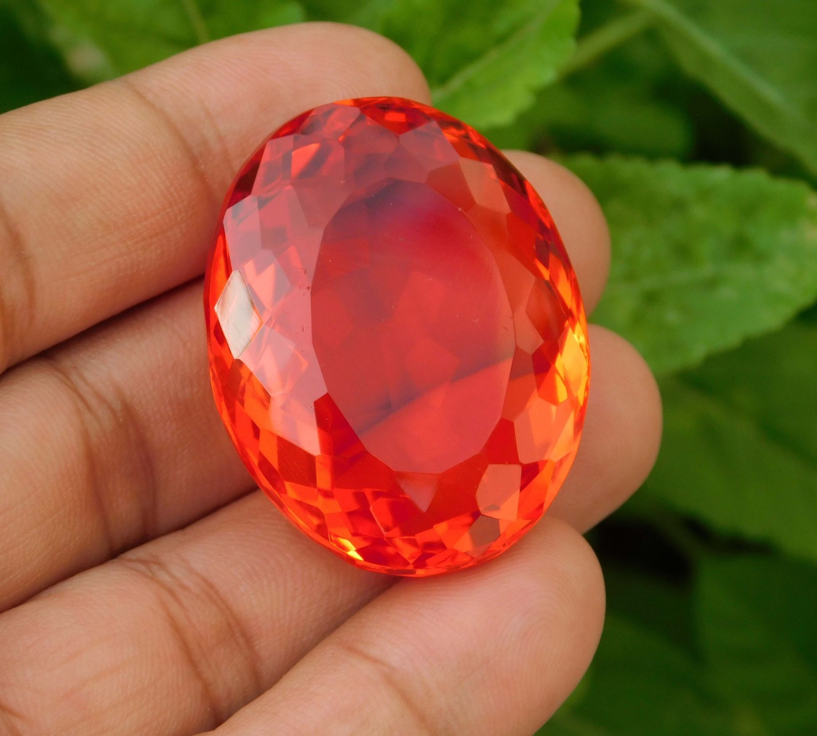 131.95Ct. Huge Natural Oval Cut Mexican Orange Fire Opal Loose Gemstone