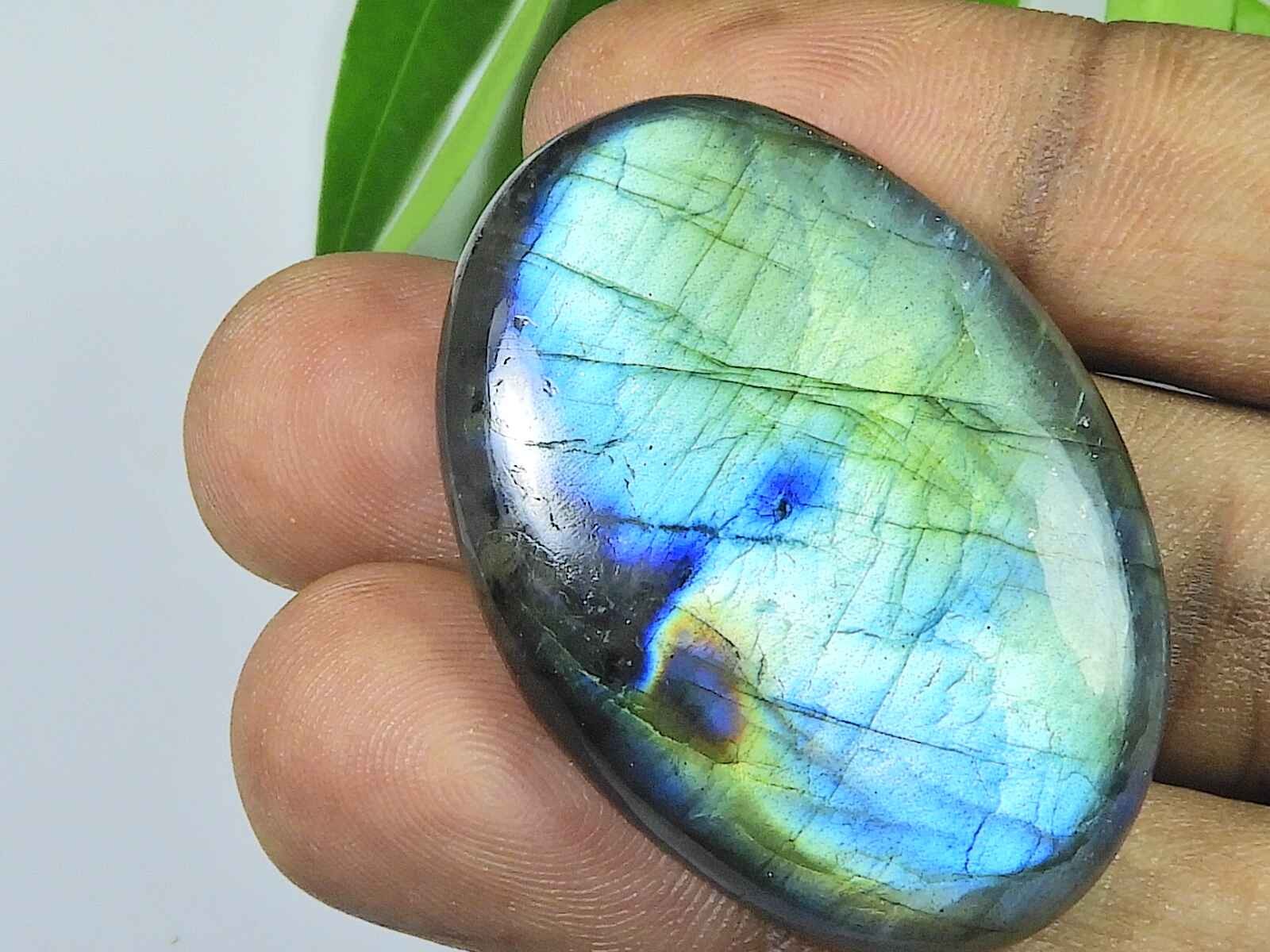 29X41X5MM Multi Fire Labradorite Oval Cabochon Loose Natural Gemstone 83Cts. J89