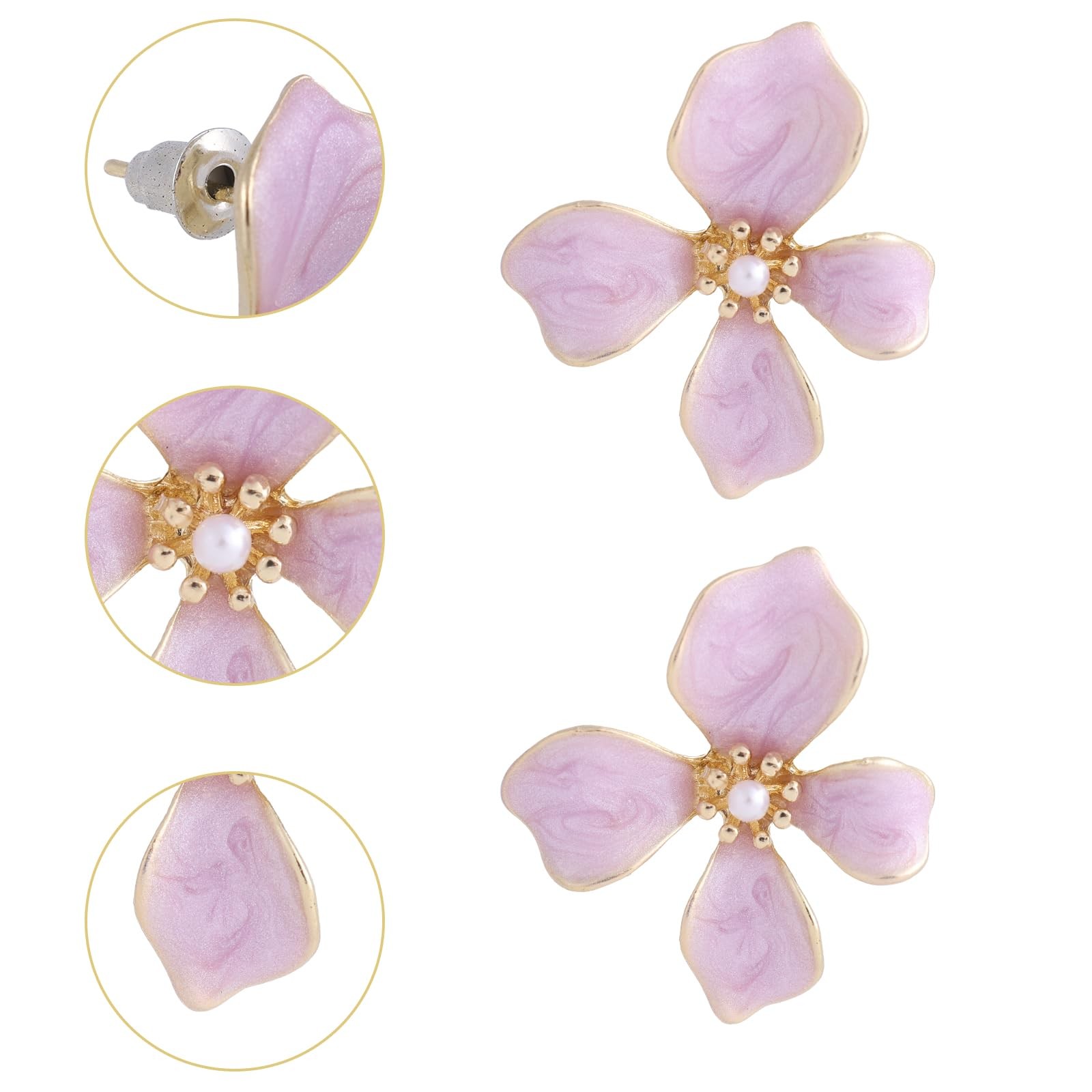 Flower Stud Earrings, Small Irregular Petal Medium, as shown in the picture