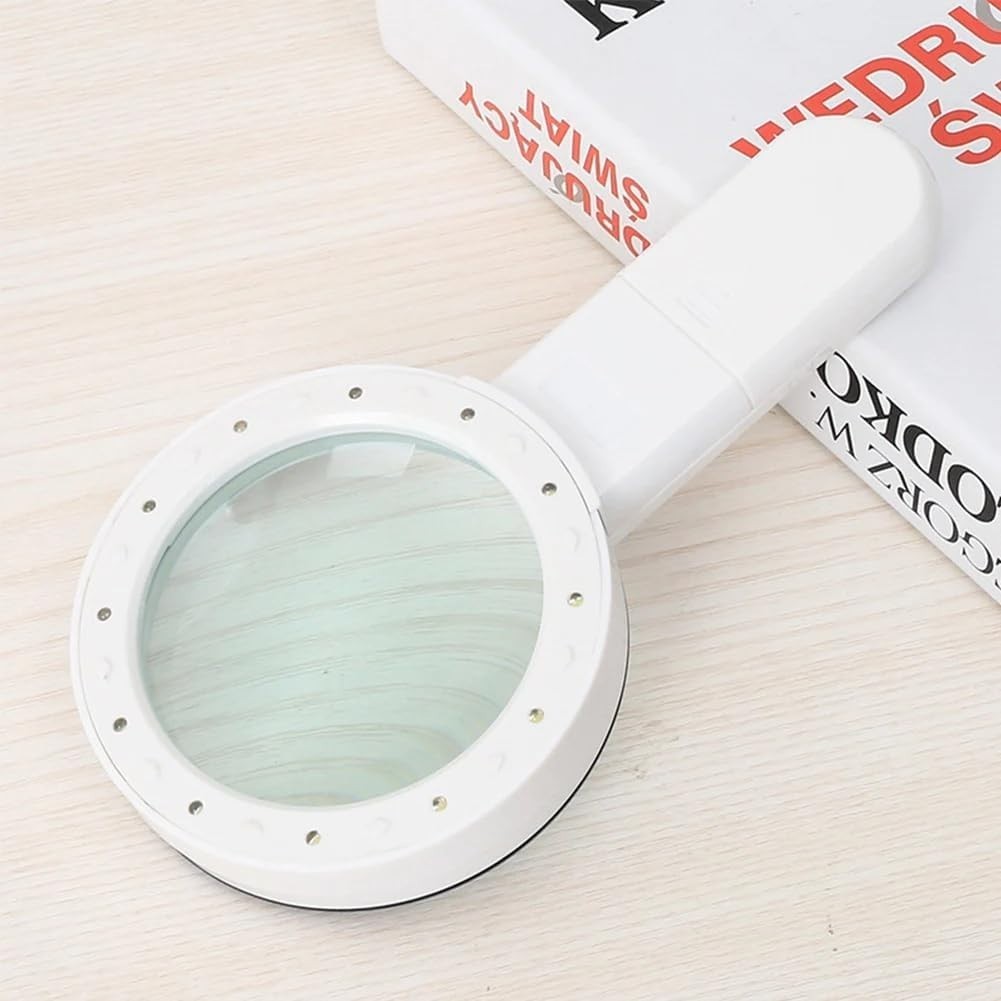 30X Magnifier Handheld Lighted Magnifying Glass Portable Double Glass Lens