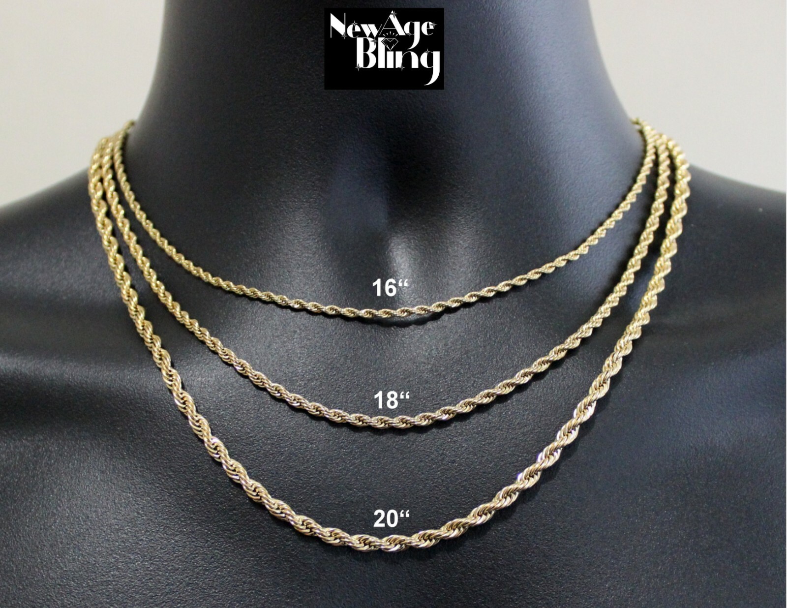 Stainless Steel Gold Plated Rope Chain Necklace Trendy Durable Premium Quality