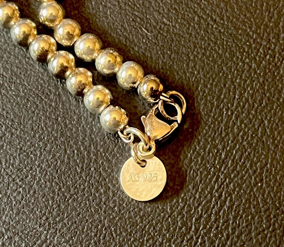 Tiffany & Co. Return to Tiffany .925 Silver Beaded Heart Tag Charm Bracelet Blue