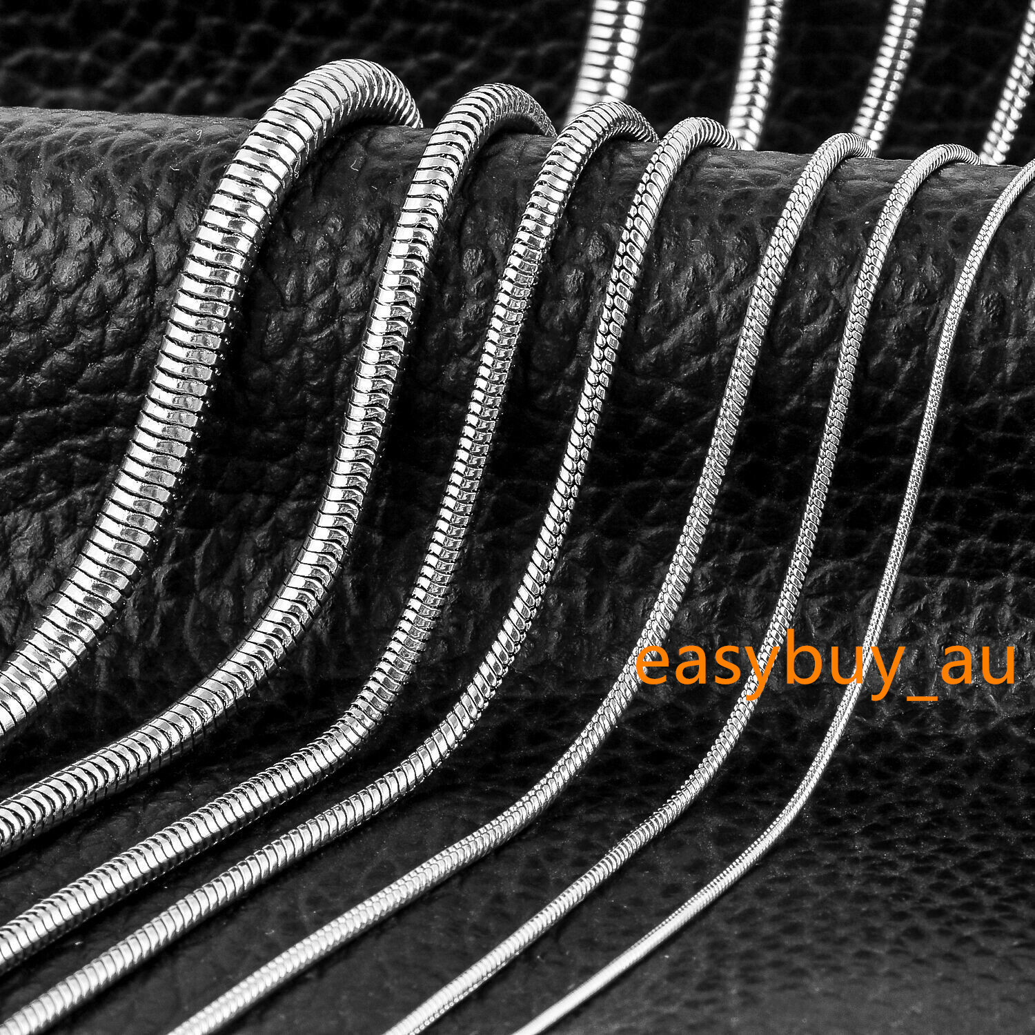 0.9-6.5mm 316L Stainless Steel Men Women Round Snake Chain Necklace 7-47”