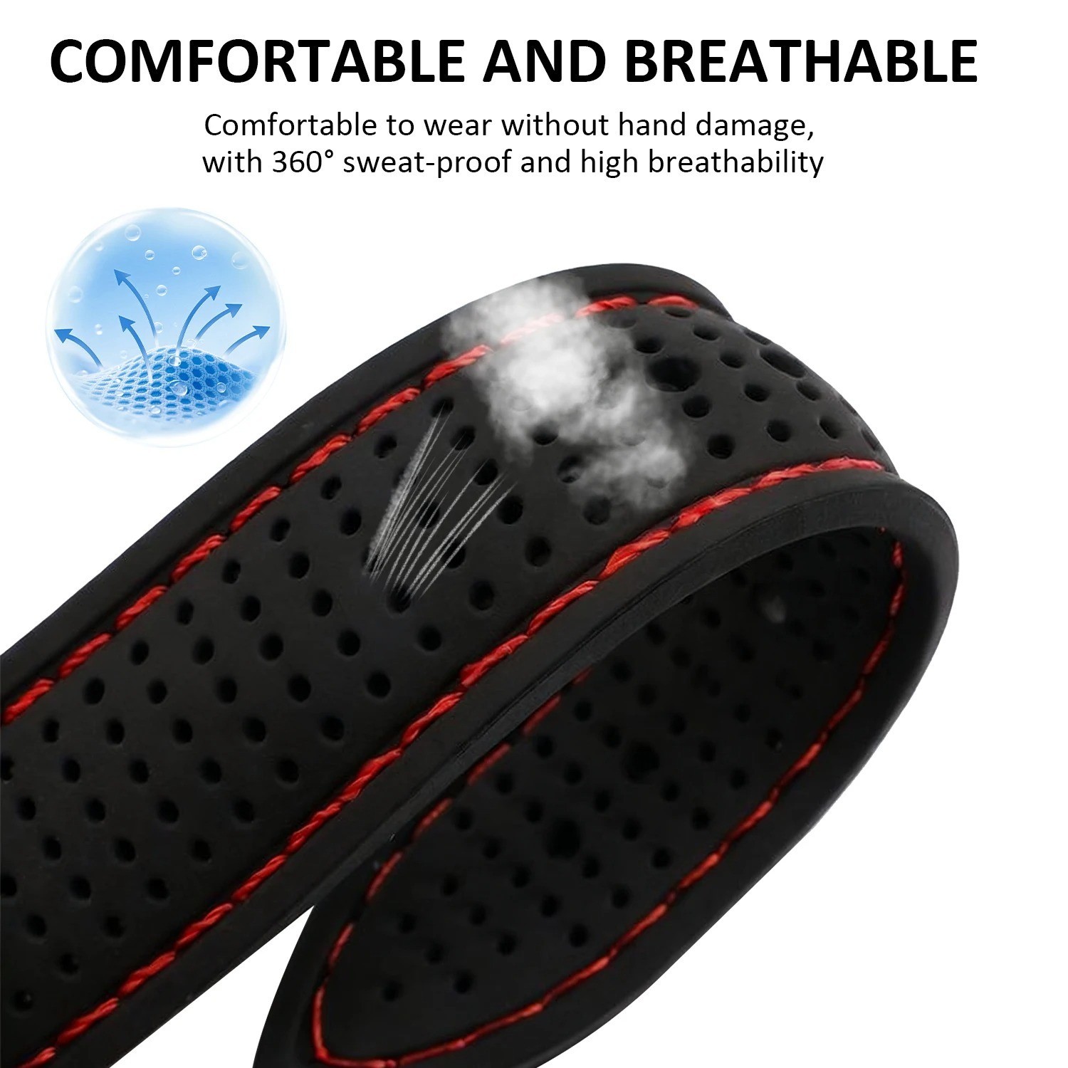 Universal Silicone Watch Band Strap Rubber Waterproof Men’s Black 19-24MM Hoop