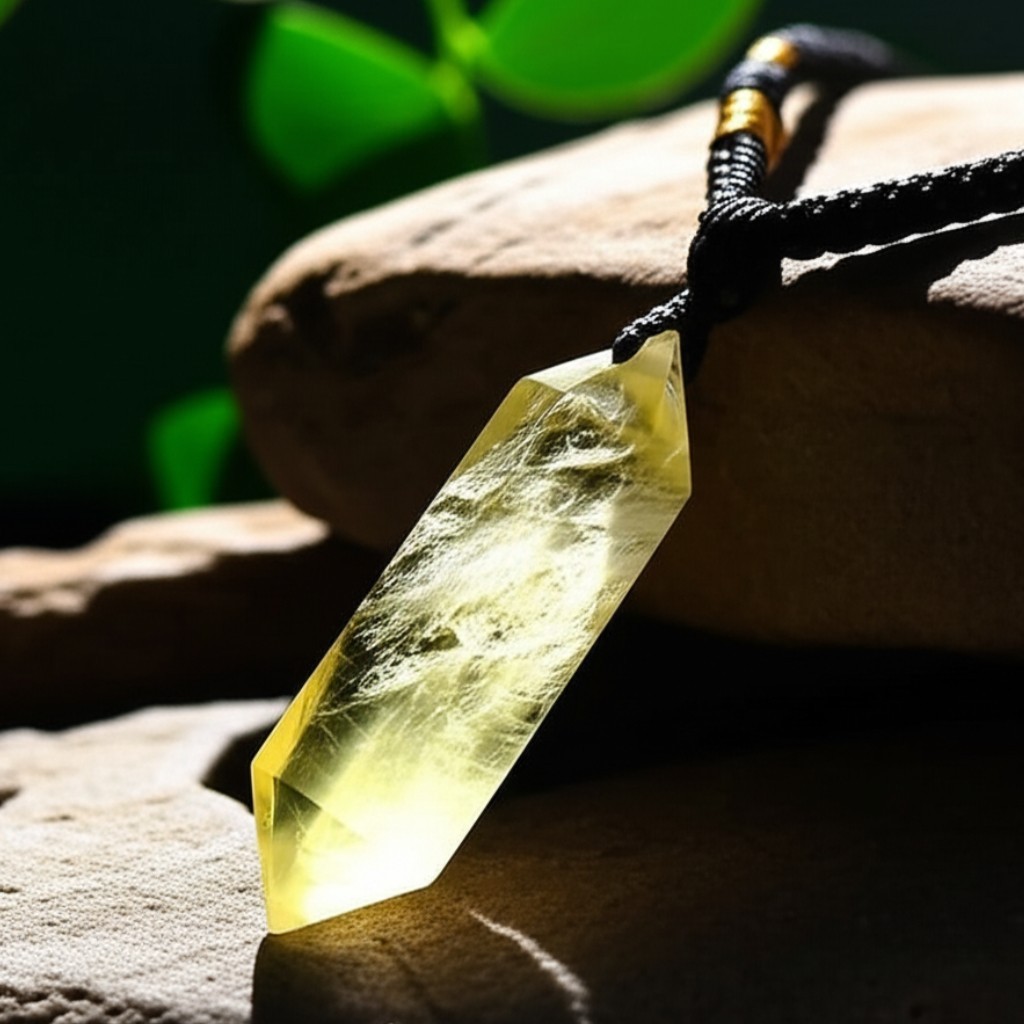 Natural Citrine Crystal Hexagon Pendant Necklace Healing Energy Jewelry Gift