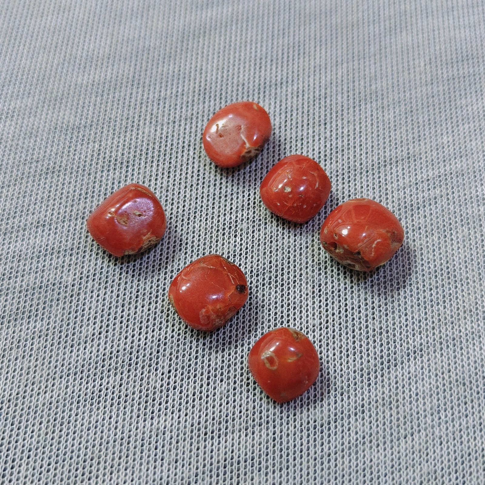 Vintage Natural Italian Red Coral Cabochon Lot Genuine Mediterranean Coral Gemst
