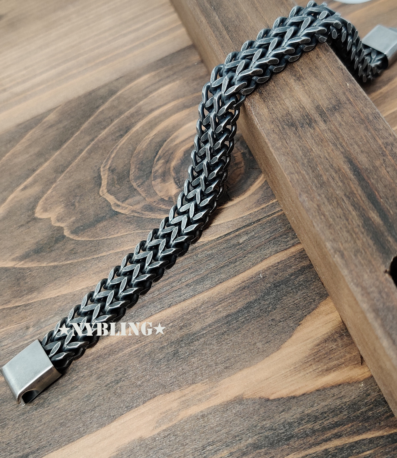 Stainless Steel Bracelet Meshed Woven Curb Chain Cuban Link Wristband Men Women