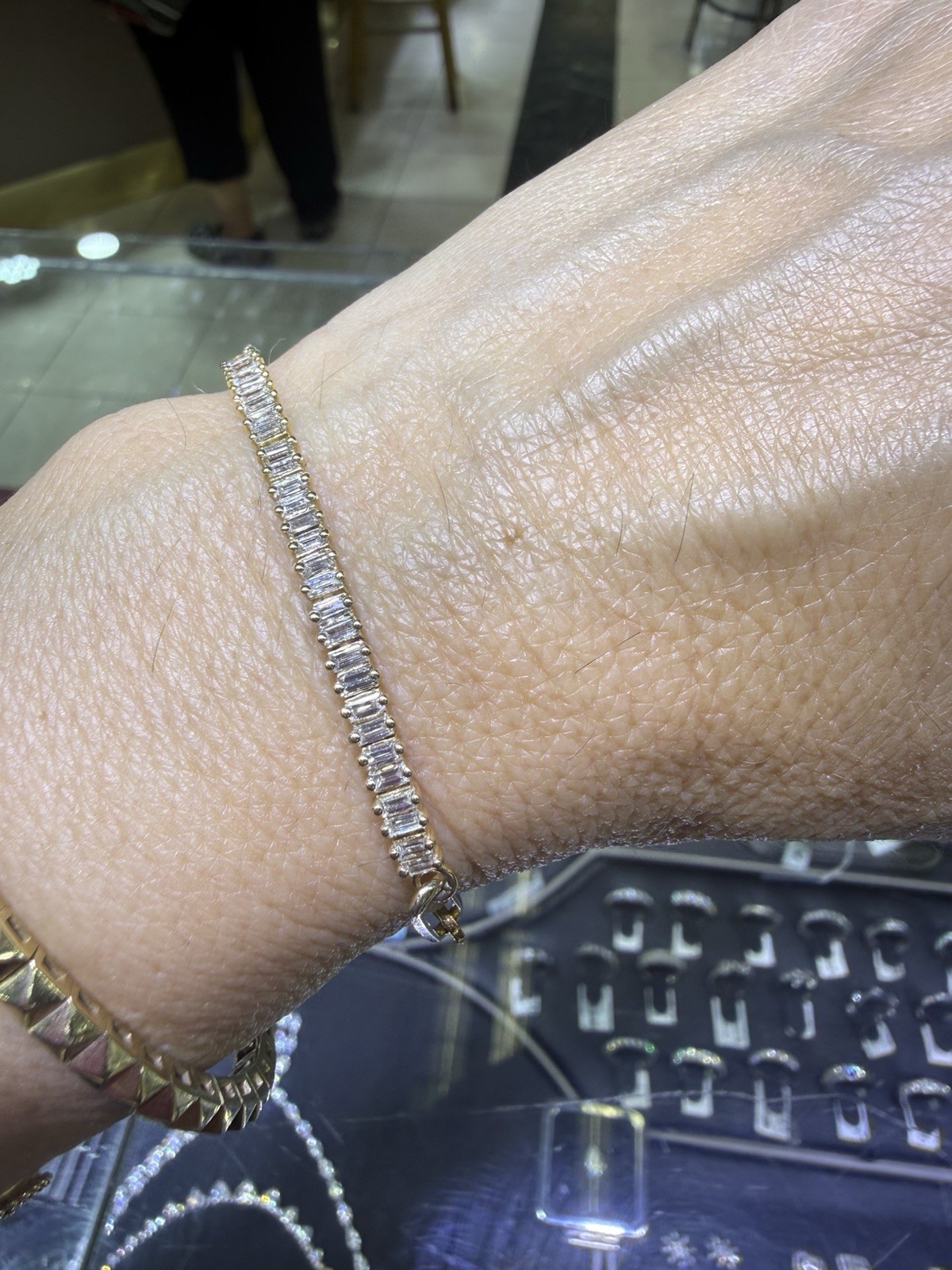 Baguette Tennis Link Bracelet Diamond