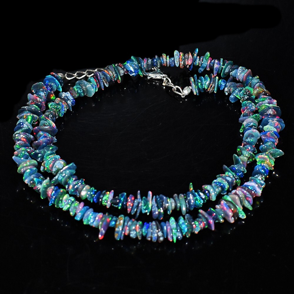 Wonderful Striking Black Ethiopian Opal 750.00 Cts Beaded Necklace VK 13 E593