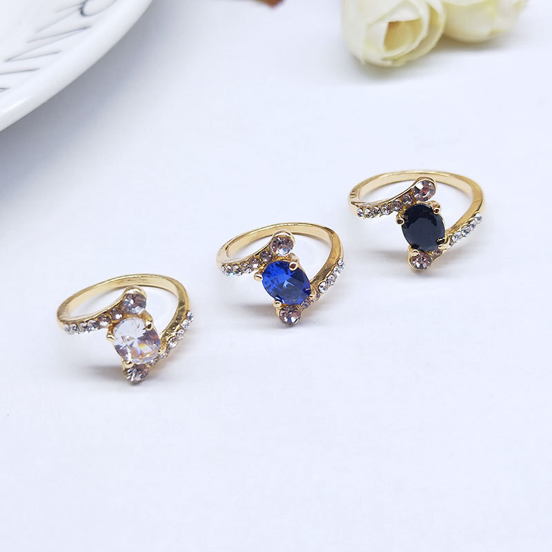 Wholesale Colorful Zircon Crystal Mixed Rings Bulk Finger Band Ring Jewelry Lot