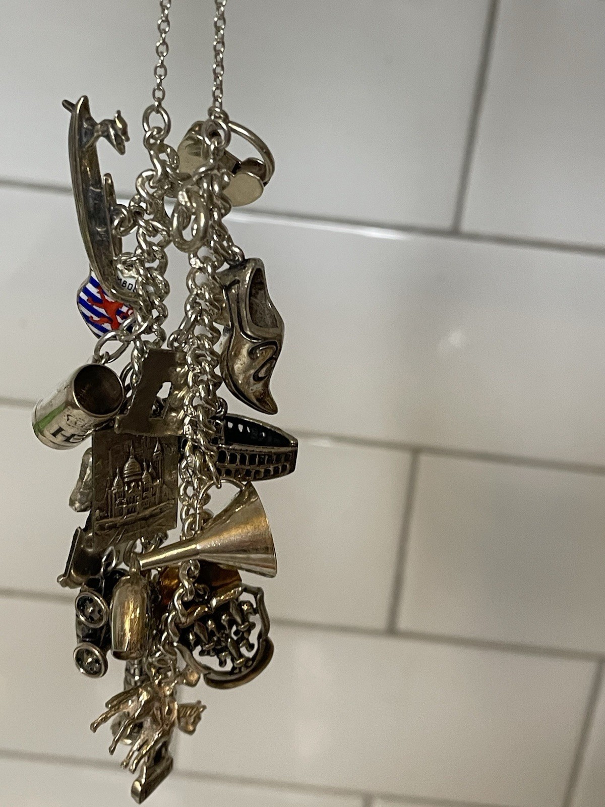Vintage Charm Bracelet in Silver Euro Travel Theme … Charming see description