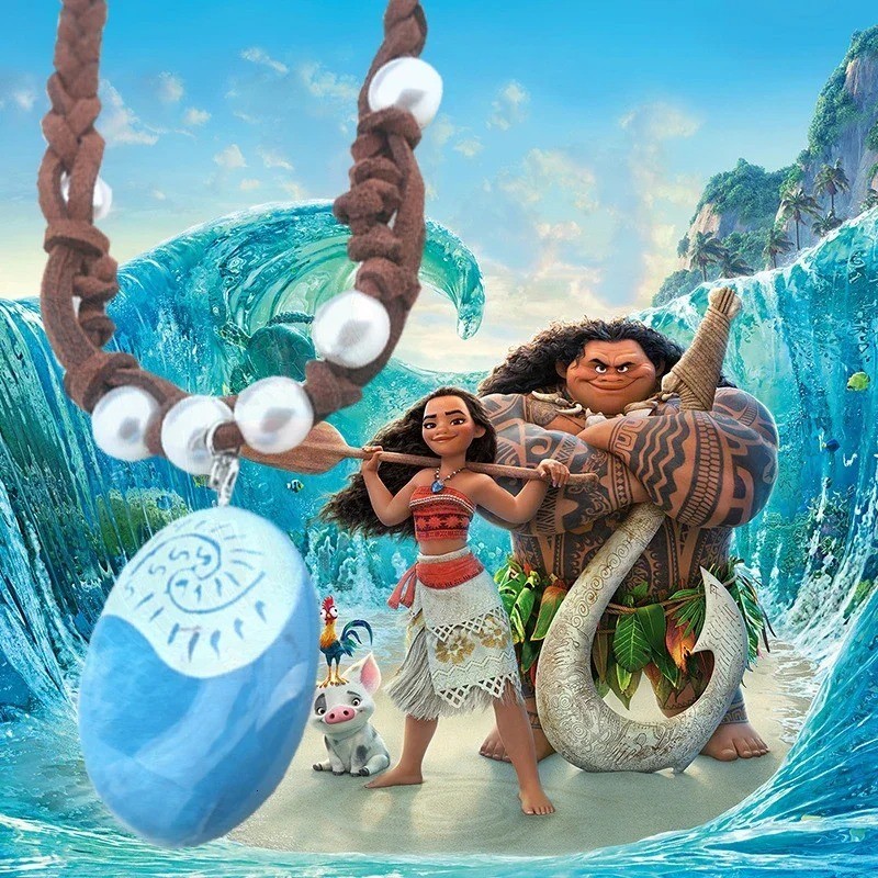 Disney Moana Necklace Lumious Magical Seashell Heart Girl Pendant Glow in Dark
