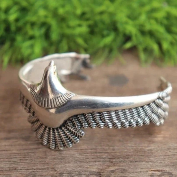 925 Sterling Silver Feather Adjustable Cuff Bangle Bracelet for Women Men Gift