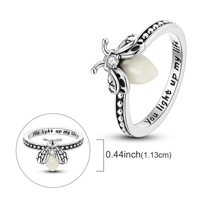 MULA Original Luminous Firefly Finger Ring CZ Women Jewelry 925 Silver Plated