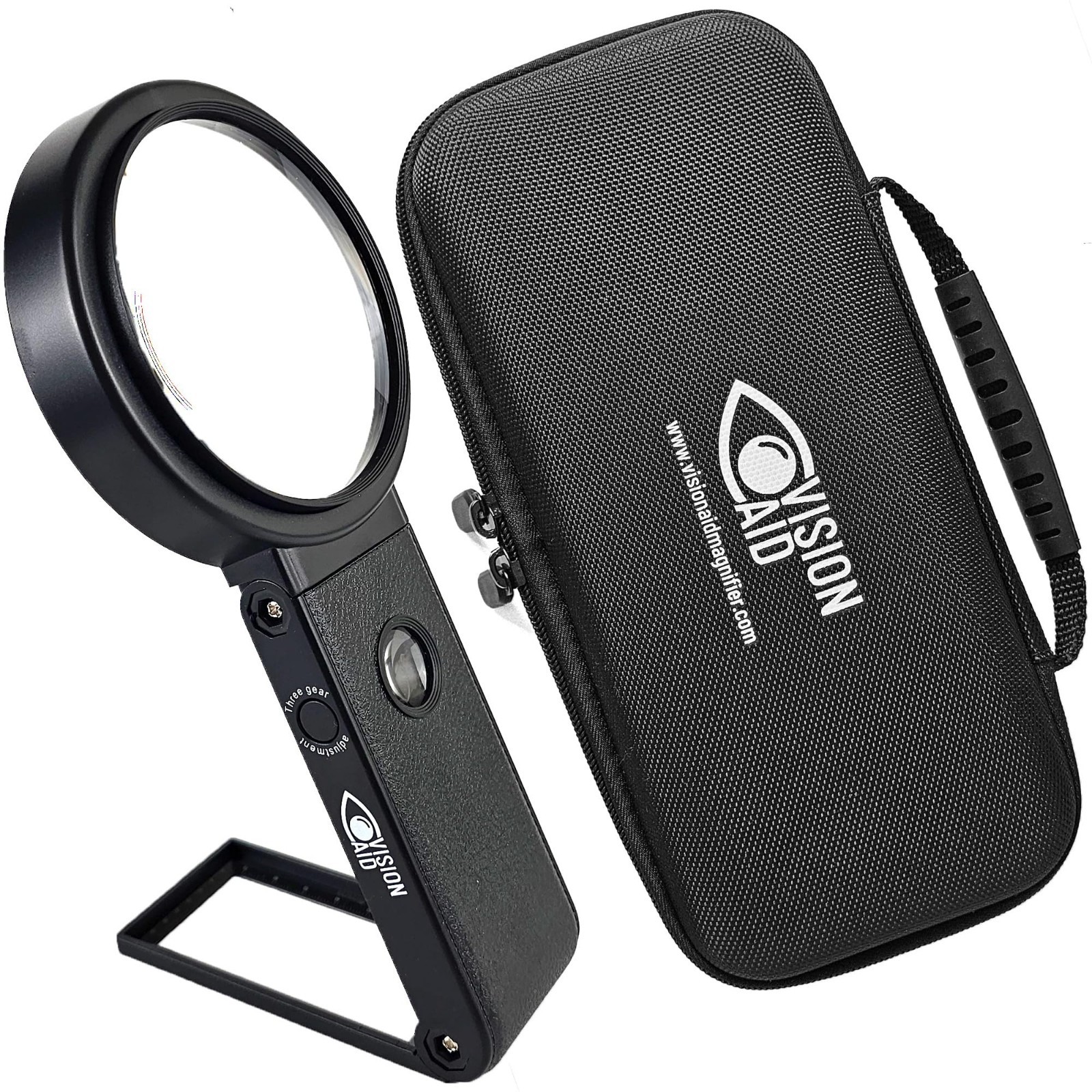 30X 10X Hands-Free Magnifying Glass with Stand & LED Light, USB Rechargeable, St