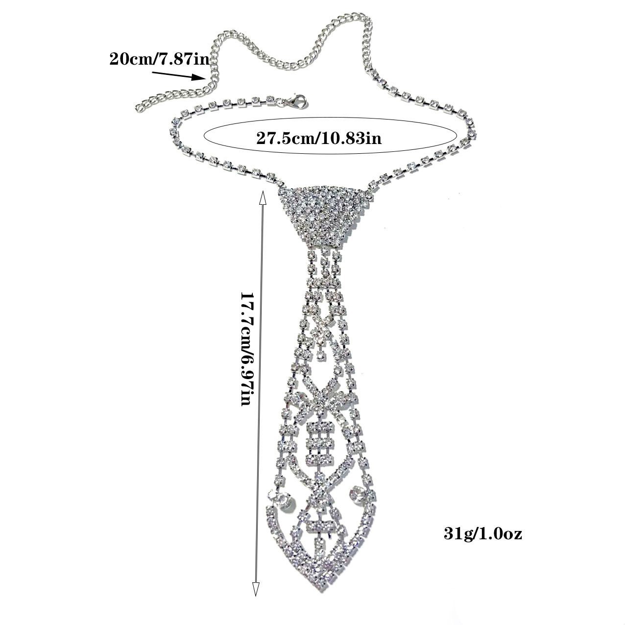Women Sexy Rhinestone Crystal Bling Necktie Bow Tie Choker Necklace Adjustable