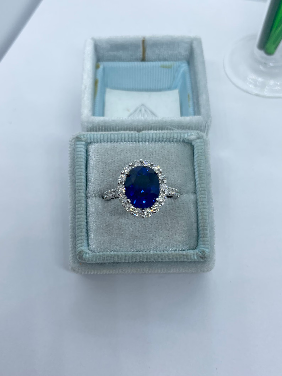 4.50 Ct Oval Cut Natural Sapphire Diamond Engagement Ring 14K White Gold Size 7