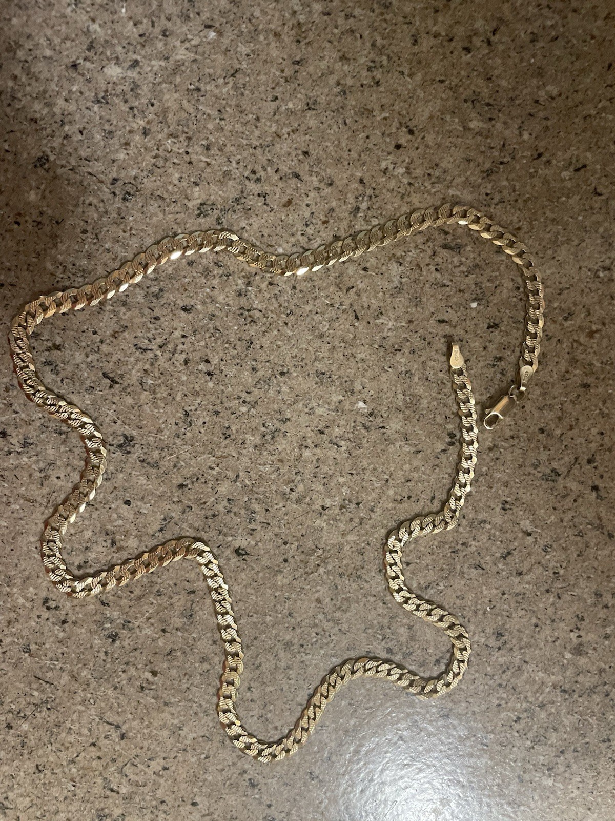 CUBAN LINK CHAIN 14 K REAL GOLD SOLID 925 STERLING SILVER