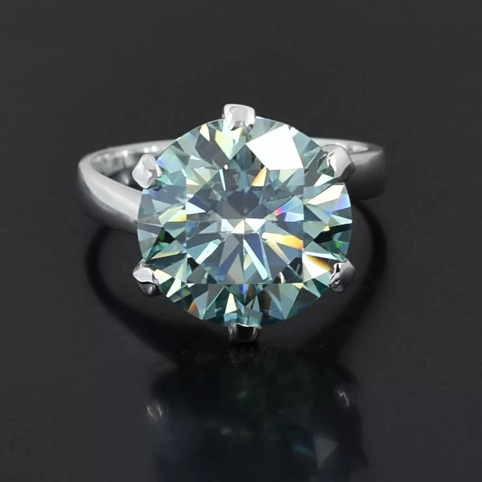 RARE 8.70 Ct Certified Round Cut Blue Treated Diamond Solitaire Ring 925 Silver