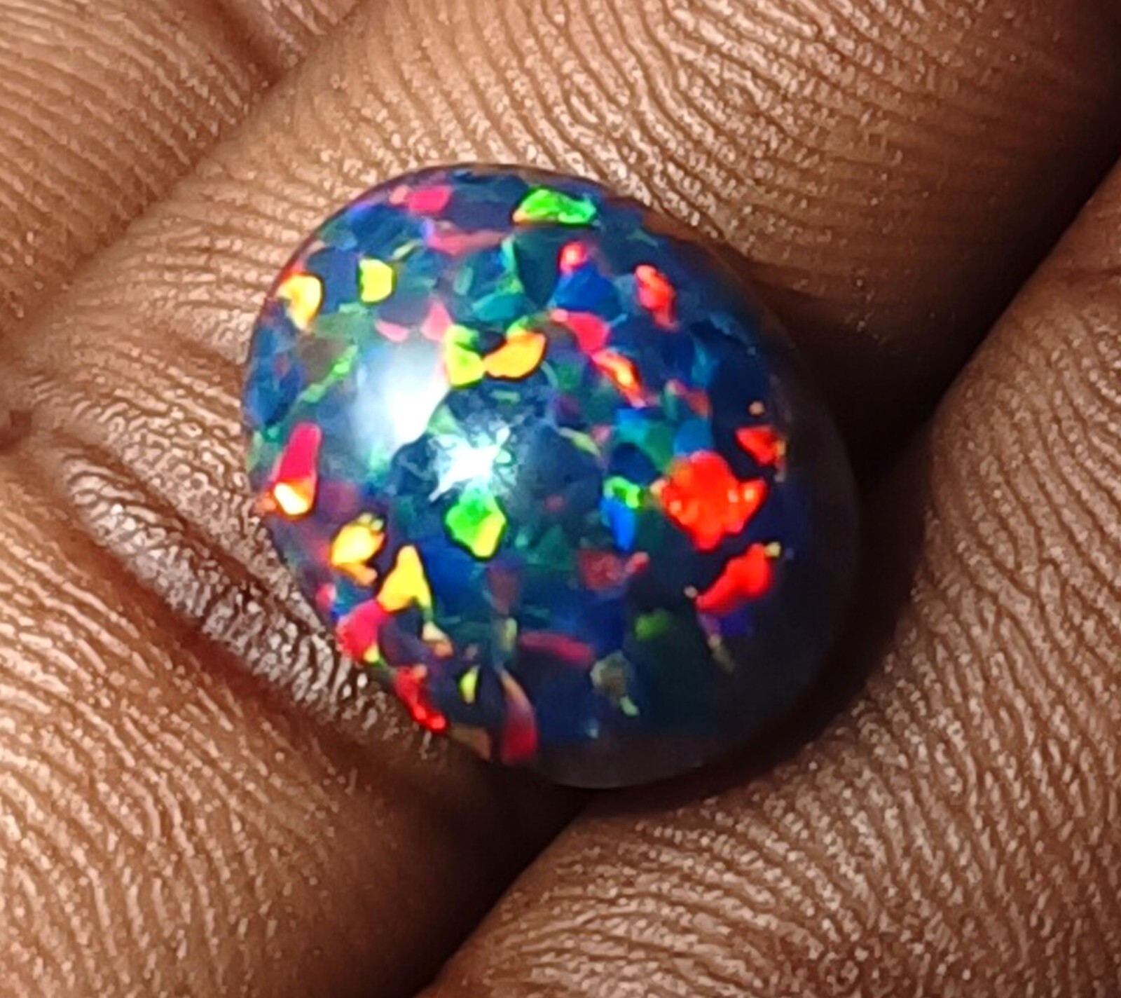 NaturalCertified Black Fire Opal Oval Cabochon 9.70 Ct Australian Loose Gemstone