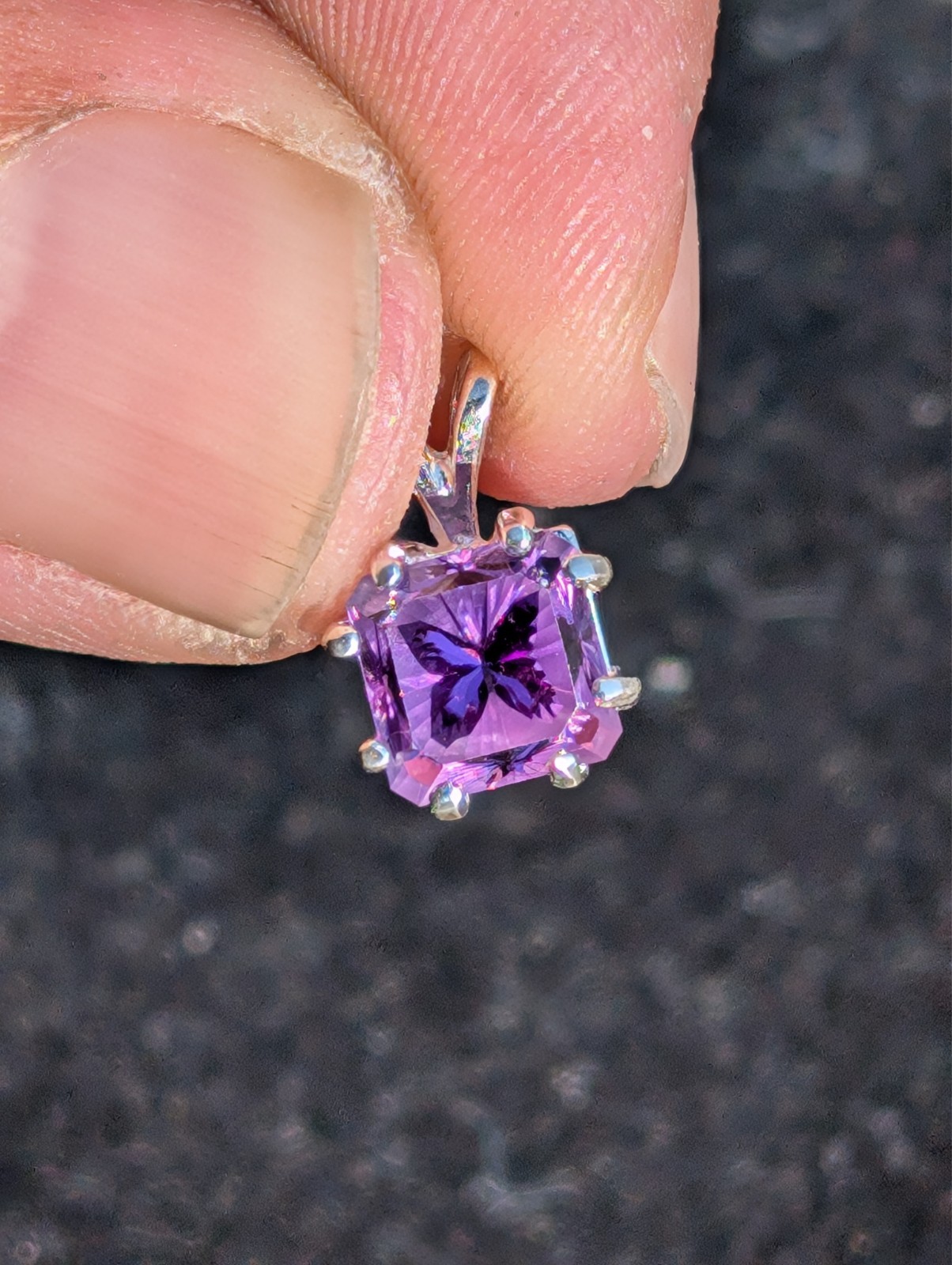 USA seller 2.17 ct 6.7mm square Amethyst Butterfly facet gemstone