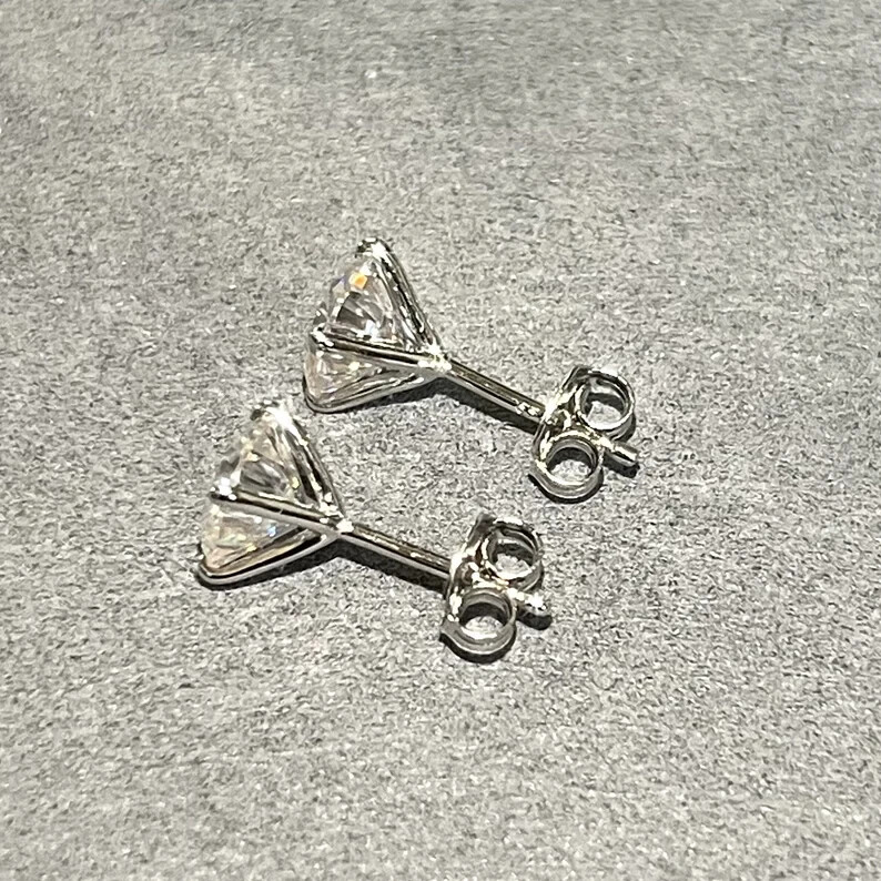 GH SI Natural Diamond 2 TCW Stud Unisex Earrings 14k White Gold DGLA Certified