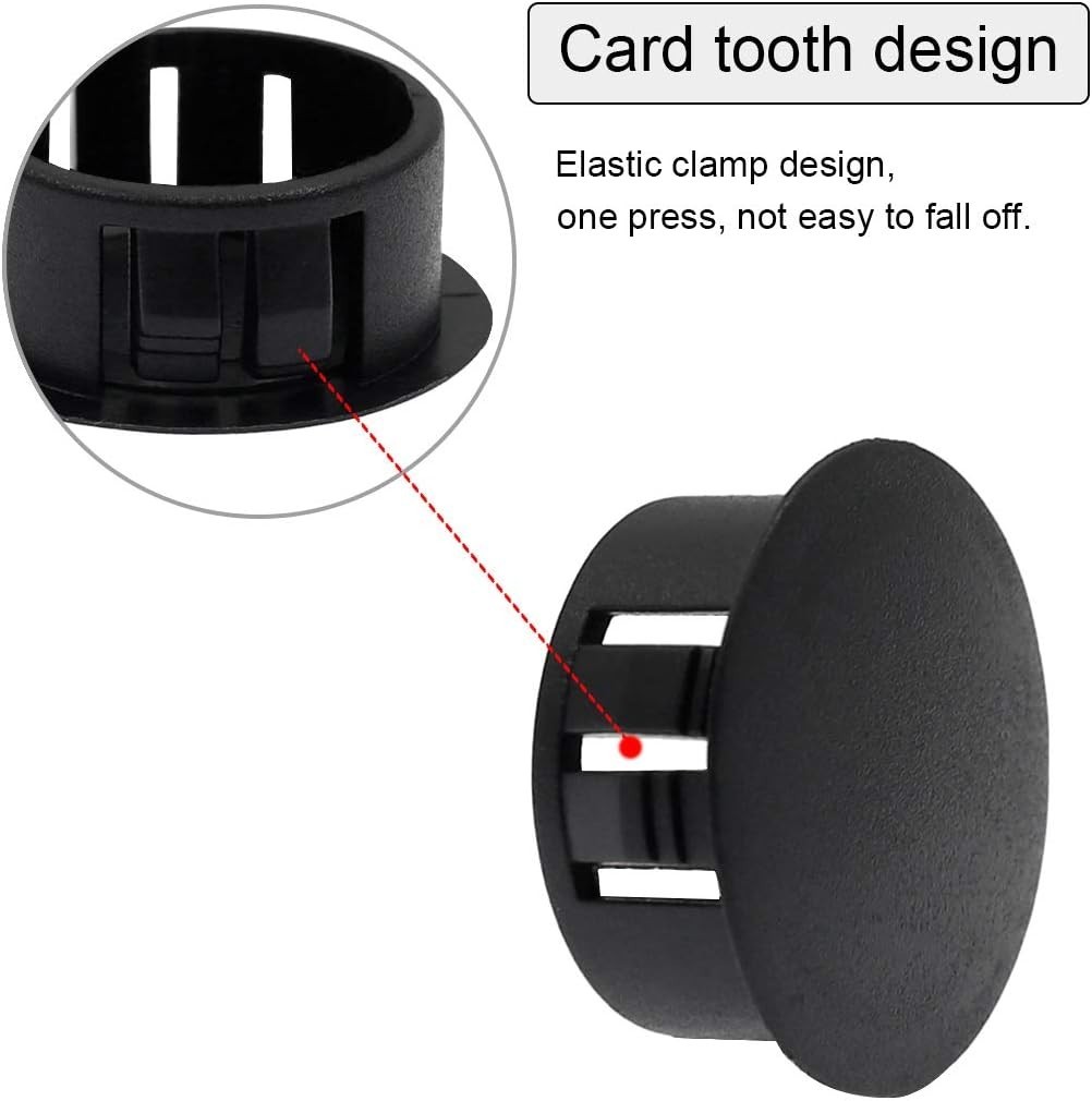 30PCS 10mm 3/8″ Black Hole Plugs Plastic Flush Type Hole Plugs Snap in Lockin…