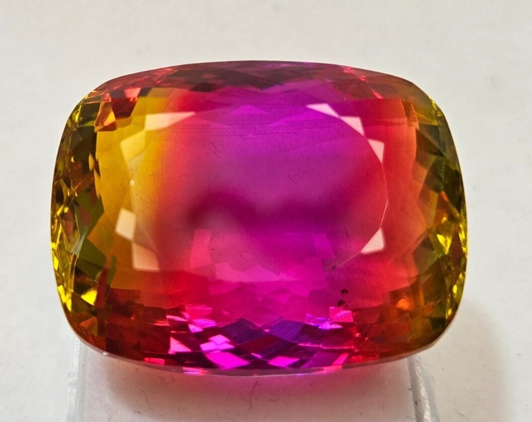 Amazing Tourmaline Bi-Colour 85+ Ct Cushion Cut Natural Certified Gemstone
