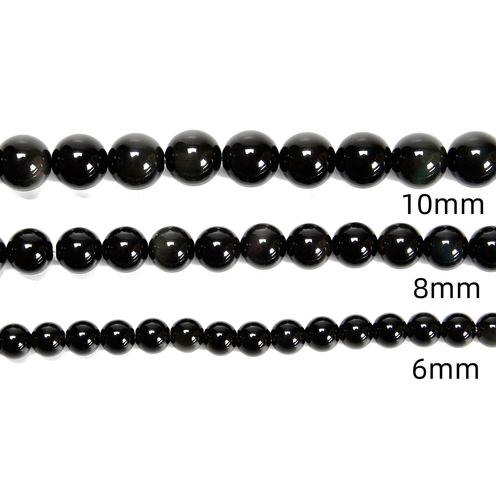 Rainbow Obsidian Smooth Round Beads 4mm 6mm 8mm 10mm 12mm 15.5″ Strand