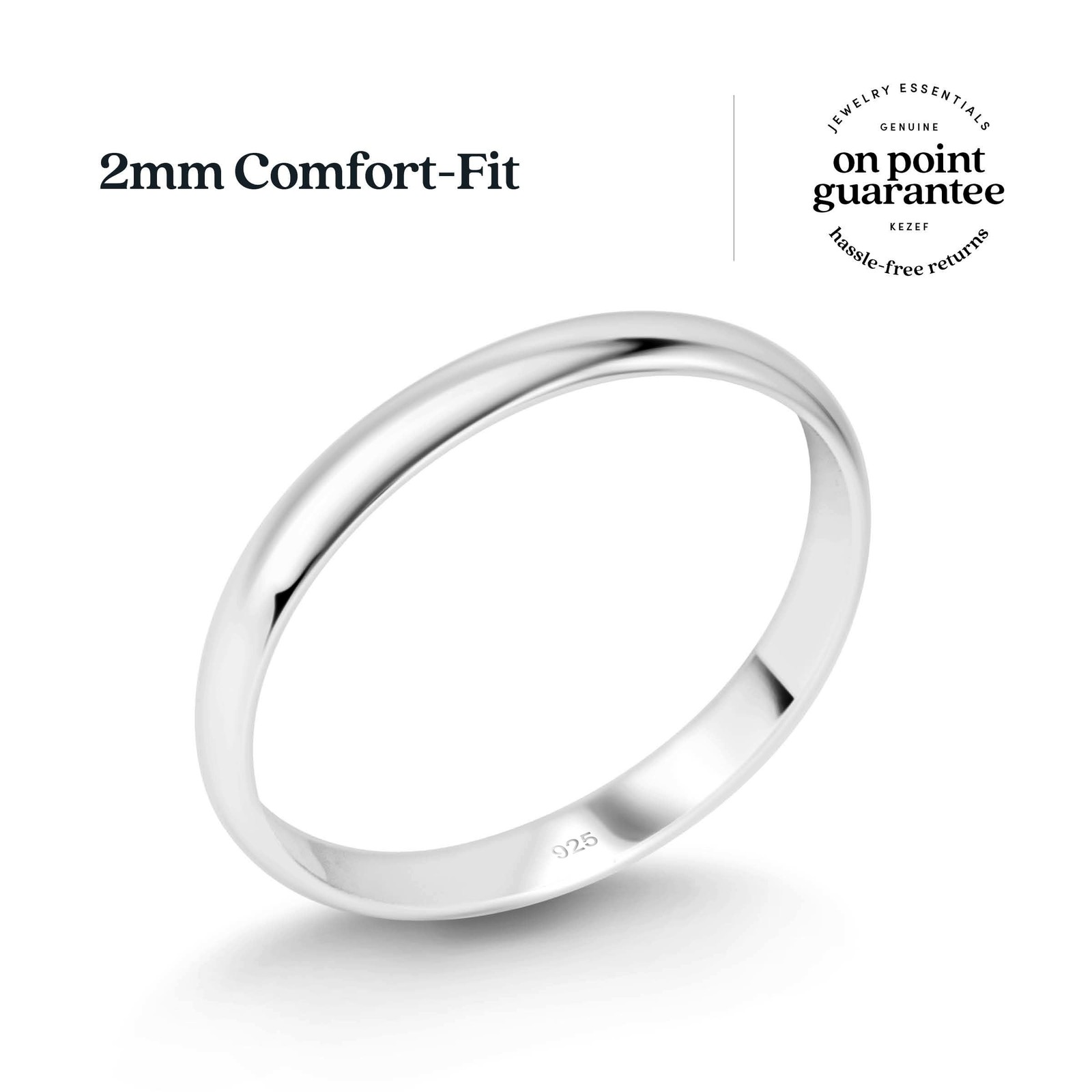 KEZEF Sterling Silver Wedding Band Ring for Men and Women Wedding Bands for H…