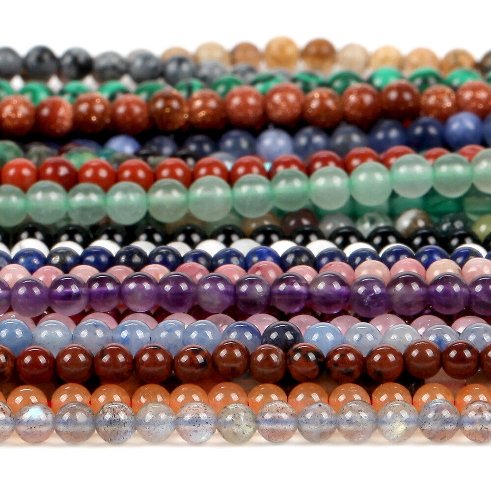 Wholesale 600pcs Natural Gemstone Round Charms Spacer Loose Beads 6MM 10 Strands