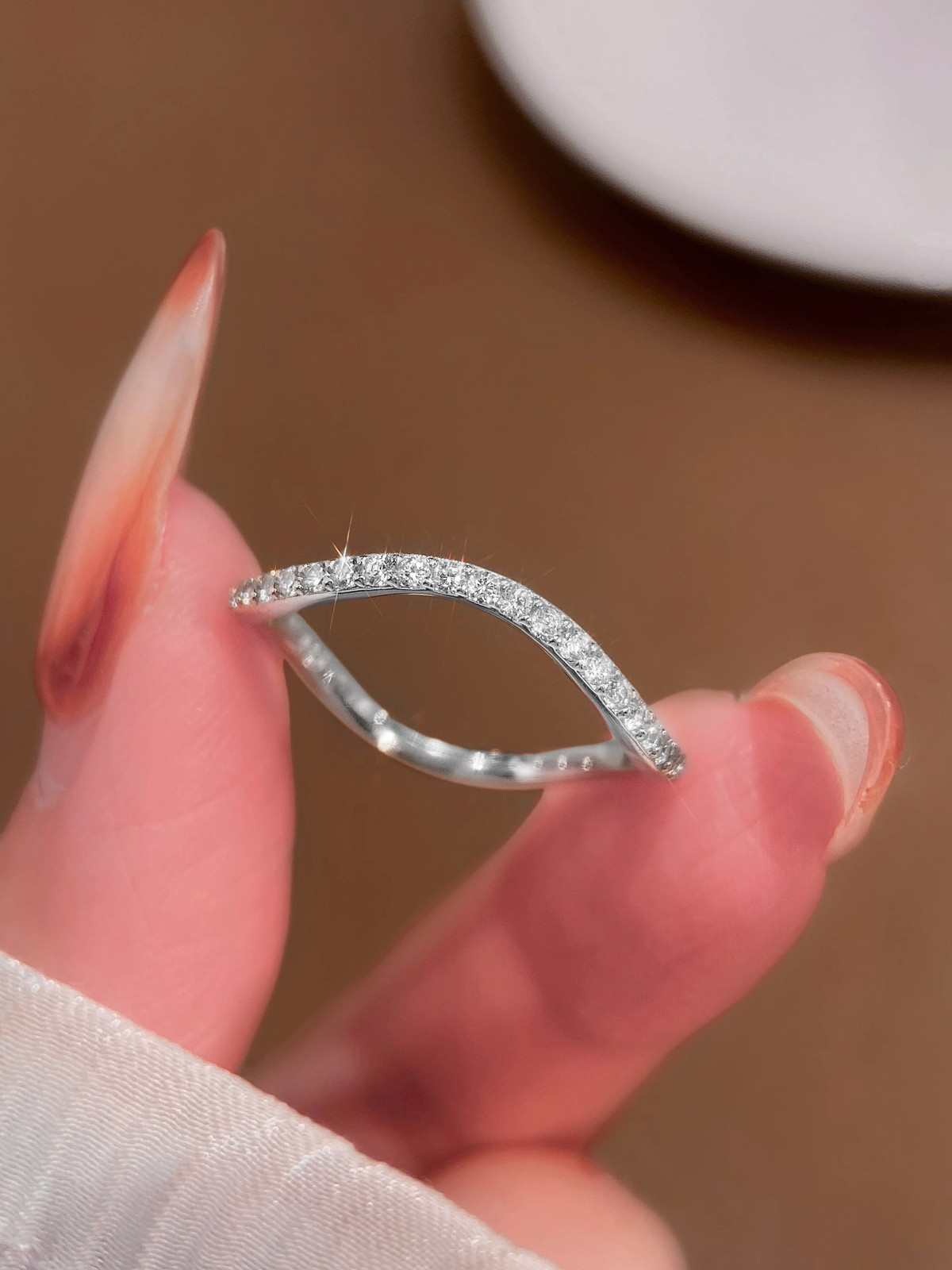 Stackable Plain Ring 925 Sterling Silver 1.4mm Full Zircon Wedding Band Jewelry