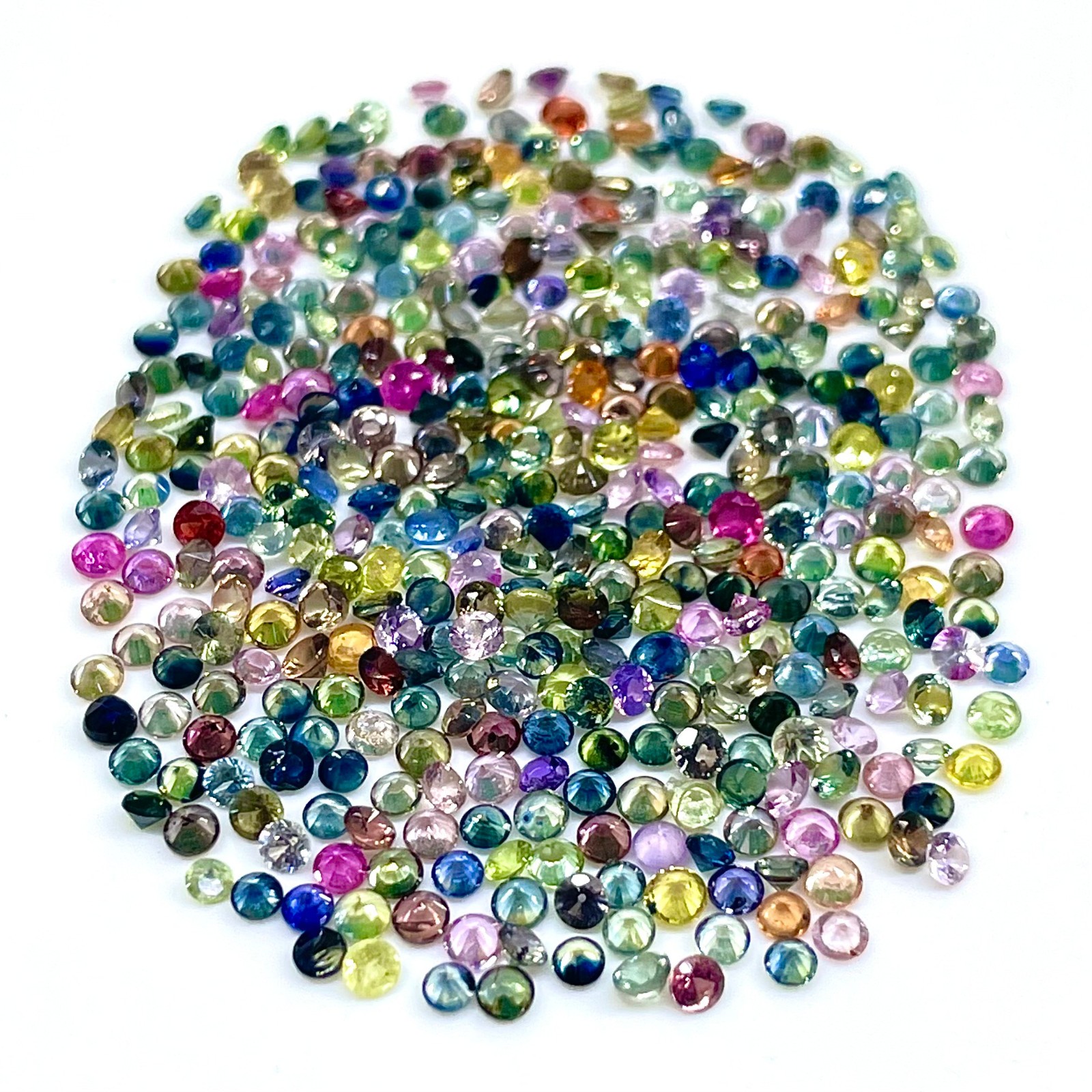25 Pcs Natural Multi Sapphire Ceylon 2mm Round Diamond Cut Loose Gemstones Lot