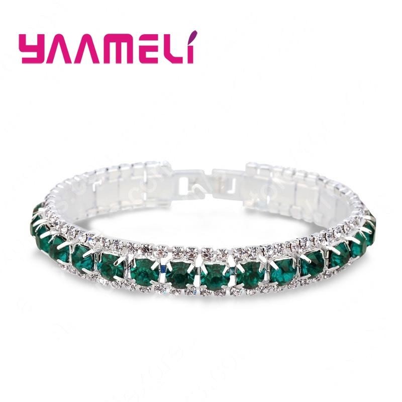 Top Sale 925 Sterling Silver Color Bracelet Full AAA Zircon Austrian Crystal