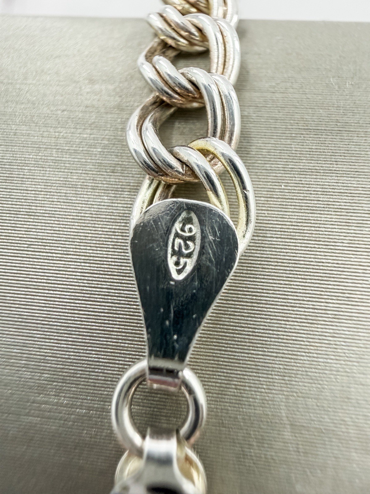 925 Italian Sterling Silver Double Curb Link Chain Bracelet 7” 5.5mm 6.85g Gift