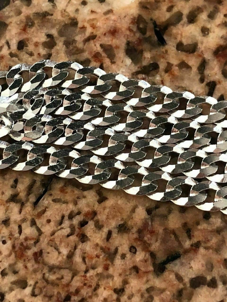 Ladies 18” Solid 925 Silver 4mm Flat Cuban Chain MADE IN ITALY Amazing Quality