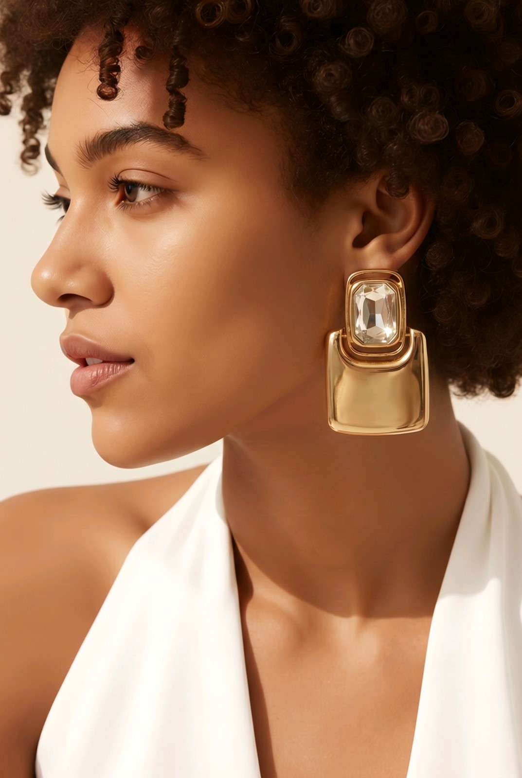 Modern Geometric Statement EarringsBold Golden Dangle Statement Piece