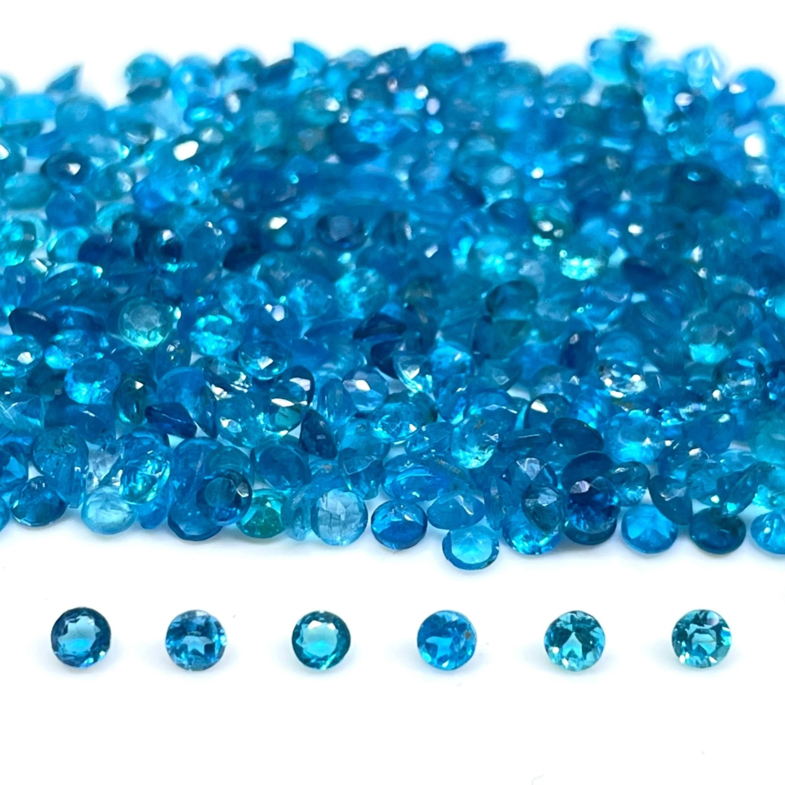 50 Pcs Natural Neon Apatite 2.7mm Round Cut Loose Untreated Gemstones Lot