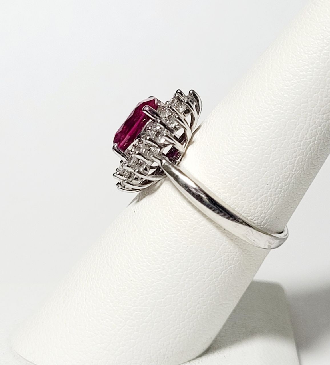 925 sterling silver Lab-Creation Ruby and Colorless Topaz ring size 6.75