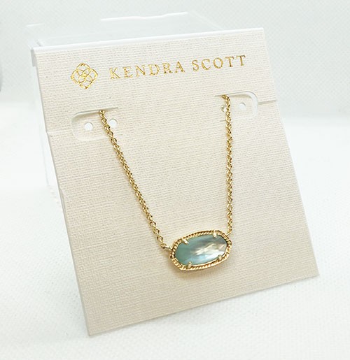 New Kendra Scott Elisa Gold Pendant Necklace In Light Blue Illusion
