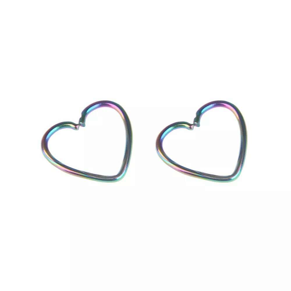 2pcs Surgical Steel Daith Heart Ear Nose Ring Cartilage Tragus Piercings Hoop