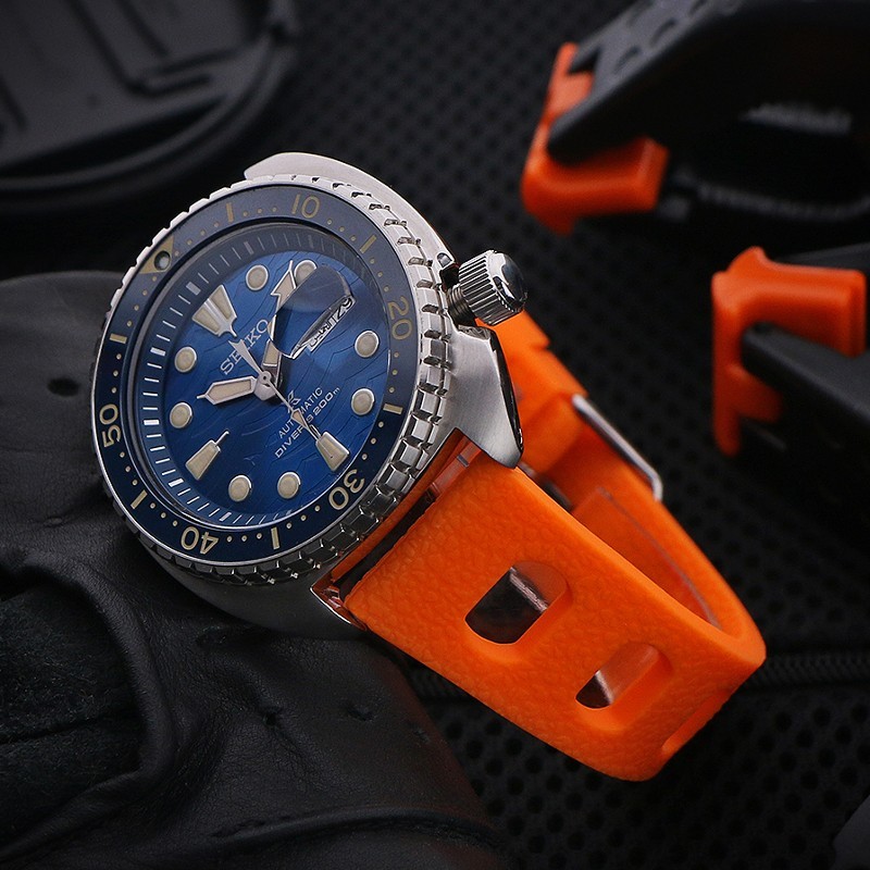 StrapsCo Vintage Style Silicone Rubber Rally Watch Band Strap Quick Release 20mm