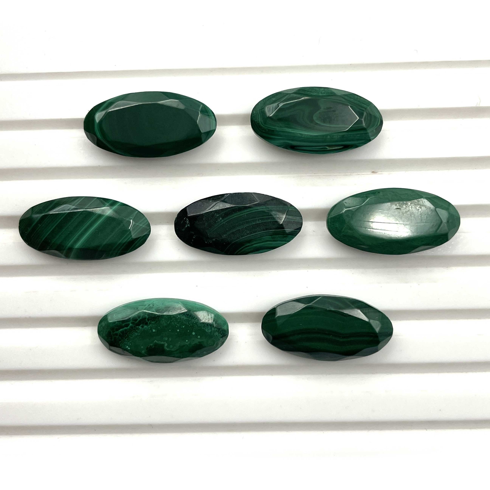 Natural Malachite Oval Checker Cut Loose Gemstone Lot 11 Pcs 10*20 MM 119 CT